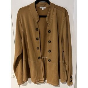 Ophelia Roe Women's Blazer‎ Jacket Tan Sz 3XL Button Down